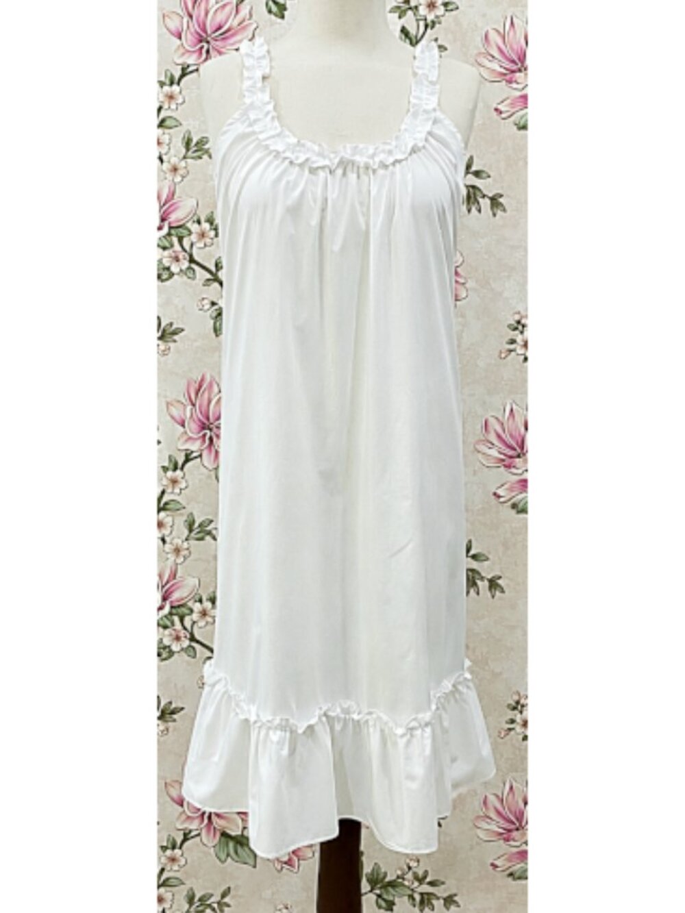 SoieRose 100% Cotton Victorian Nightgown Ruffle Hem Cottagecore Vintage Nightie